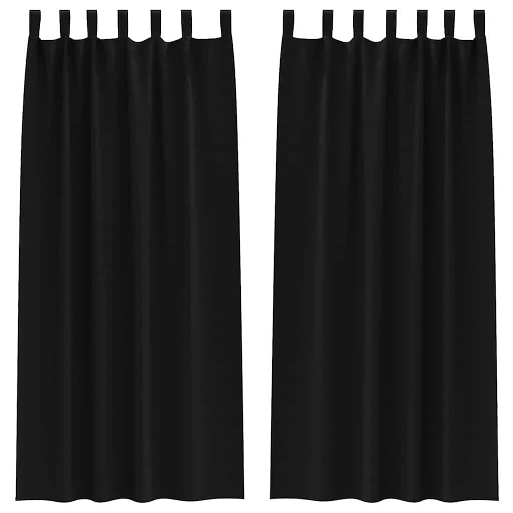 Blackout Curtains with Rings 2 pcs Black 245 x 140 cm Polyester