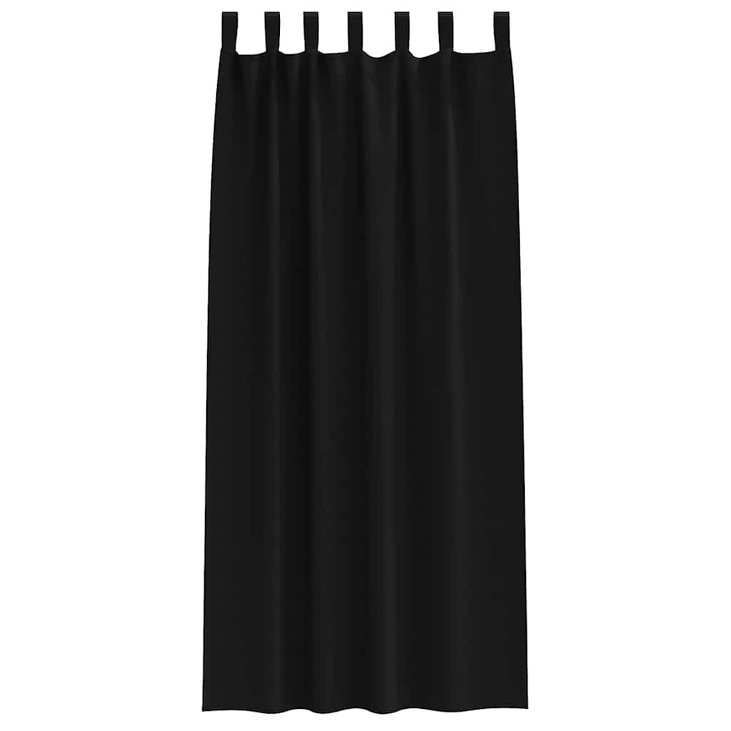 Blackout Curtains with Rings 2 pcs Black 245 x 140 cm Polyester