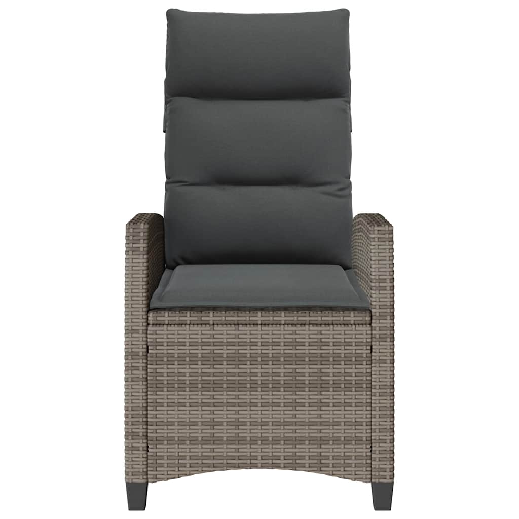 Reclining Garden Chair with Side Table Grey Poly Rattan