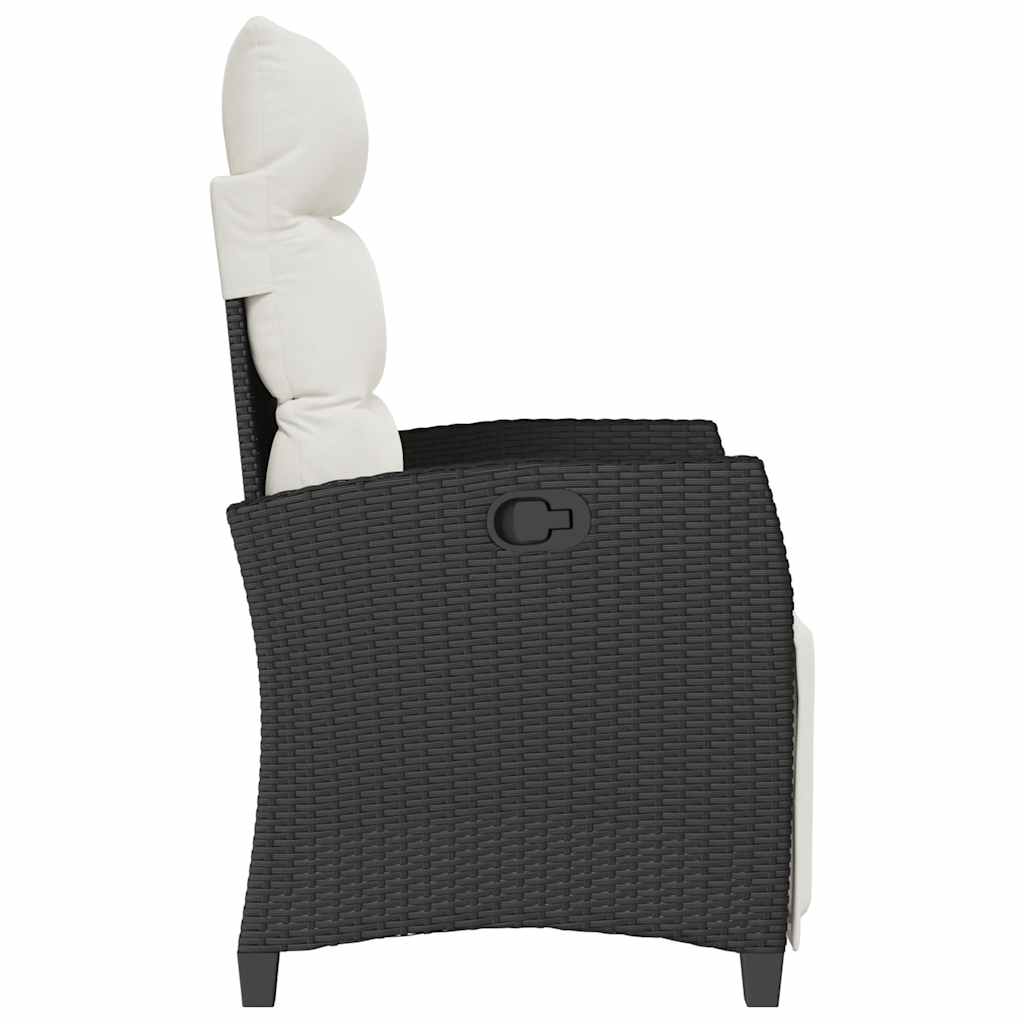 Reclining Garden Chair with Side Table Black Poly Rattan