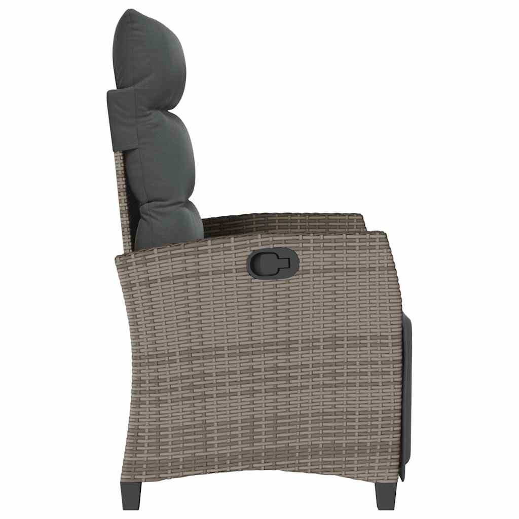 Reclining Garden Chair with Side Table Grey Poly Rattan