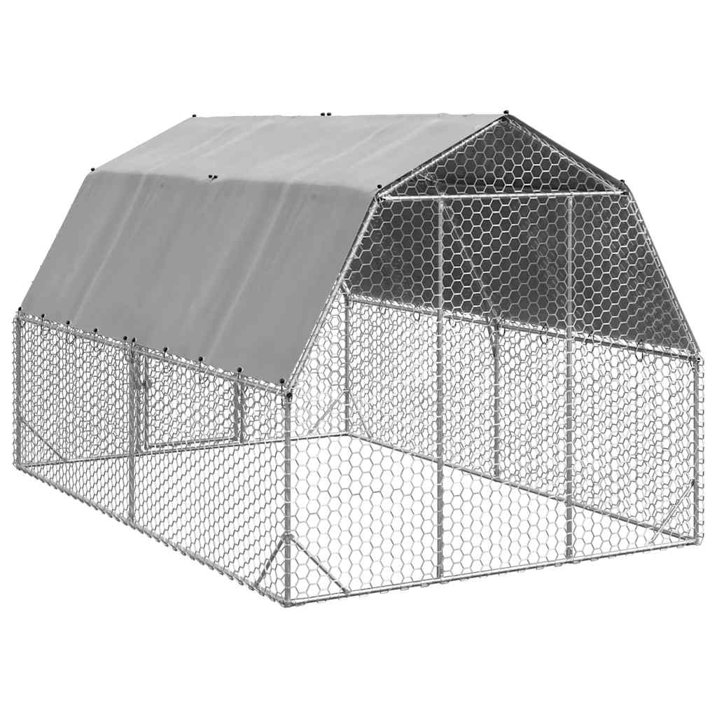 Chicken Run with Roof 2.5x4x2.25 m Galvanised Steel