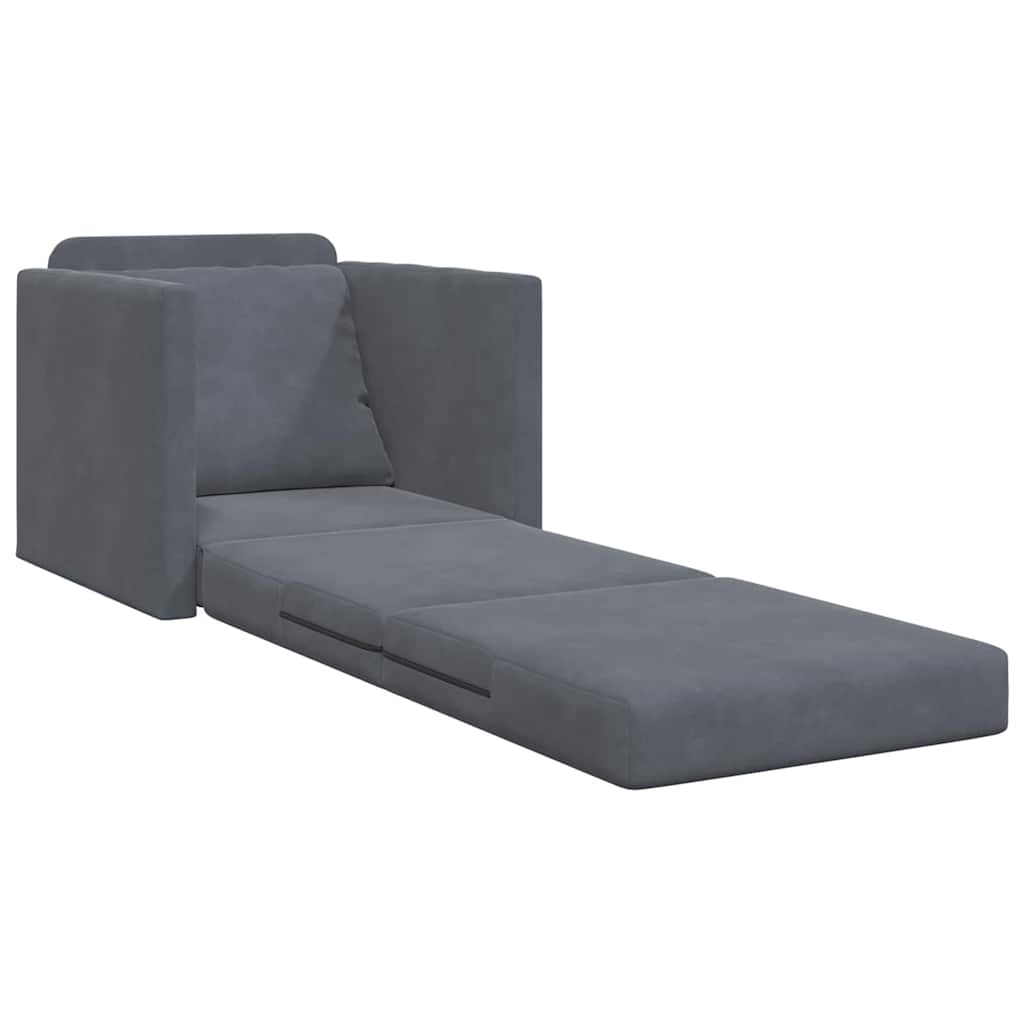 Floor Sofa Bed with Cushion Dark grey 74 x 77 x 81 cm Velvet