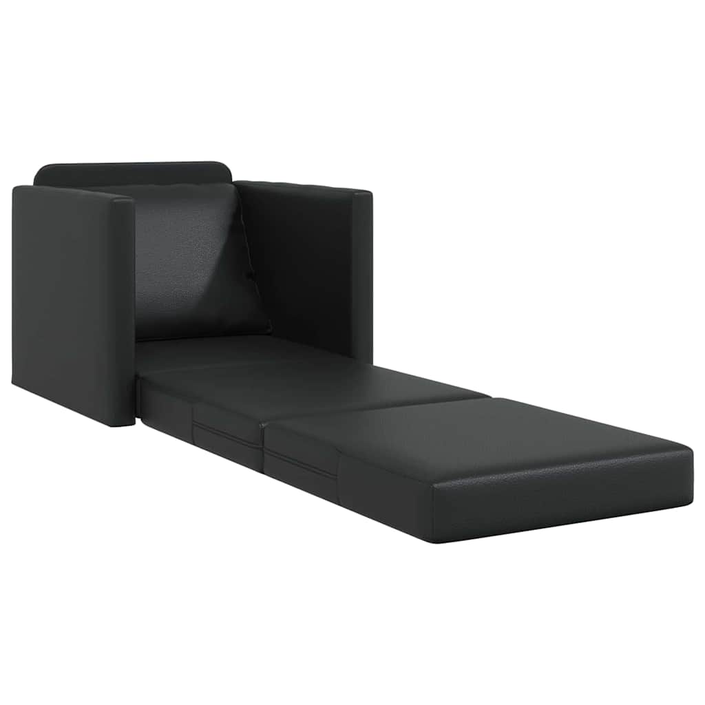 Floor Sofa Bed with Cushion Black 74 x 77 x 81 cm Faux leather
