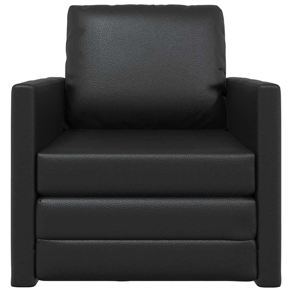 Floor Sofa Bed with Cushion Black 74 x 77 x 81 cm Faux leather