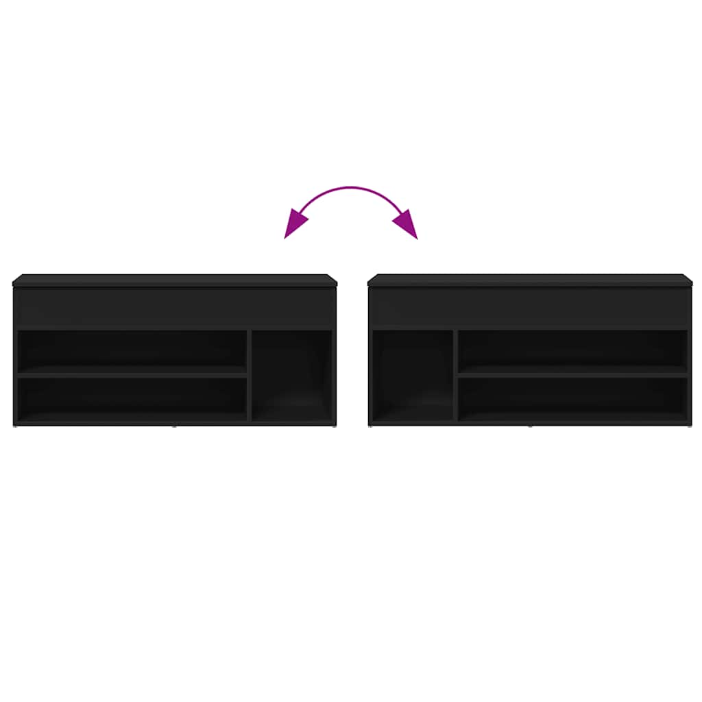 Shoe Bench Black 102x30.5x45 cm Engineered Wood