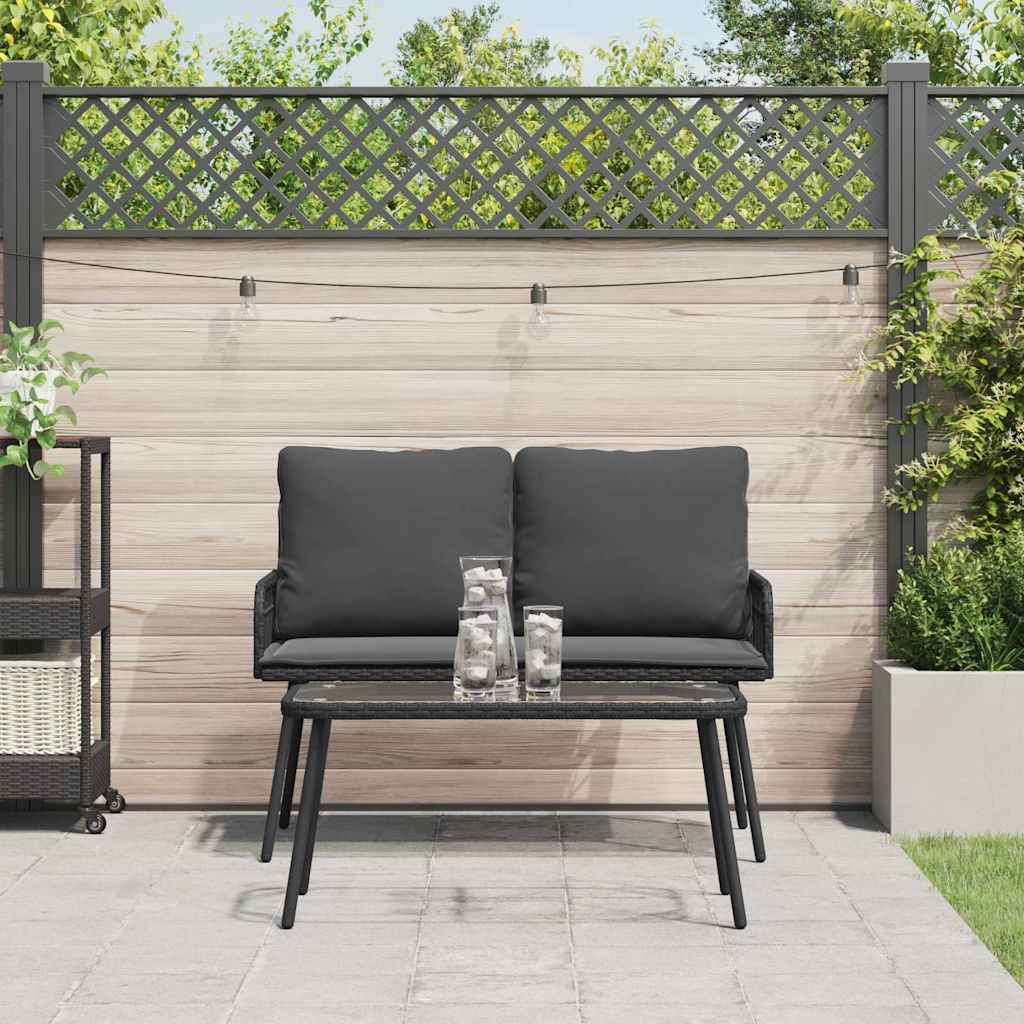 Garden Dining Set 2 pcs Black Poly Rattan