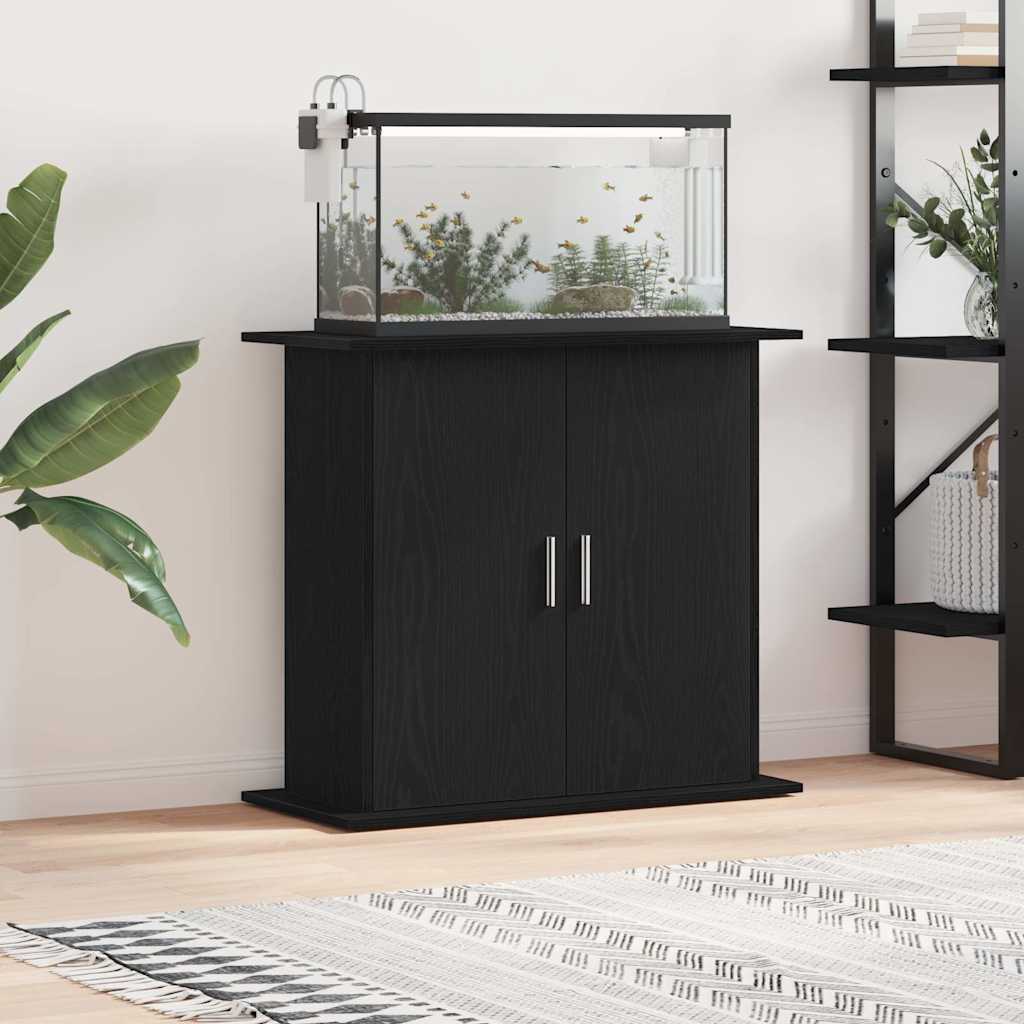 Aquarium Stand Black Oak 81x36x73 cm Engineered Wood
