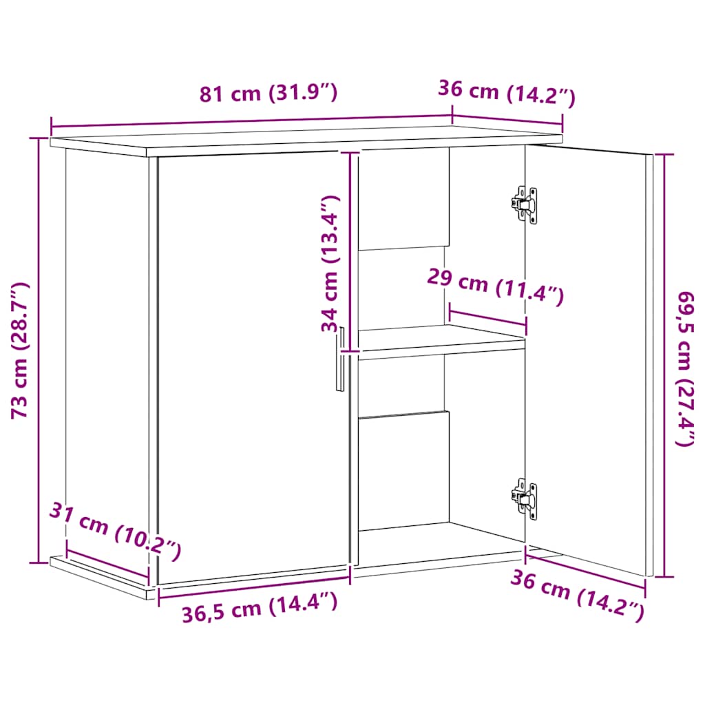 Aquarium Stand Black Oak 81x36x73 cm Engineered Wood