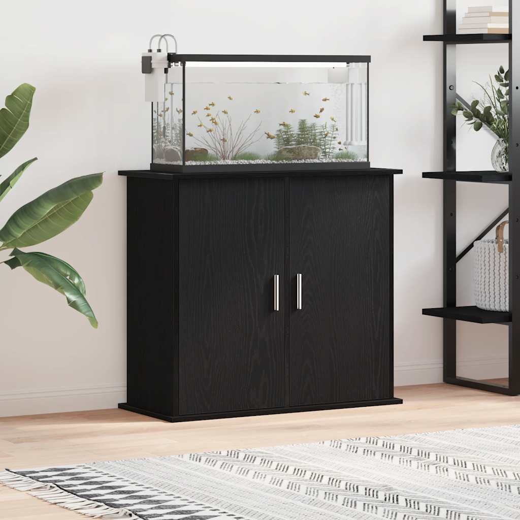 Aquarium Stand Black Oak 81x36x73 cm Engineered Wood