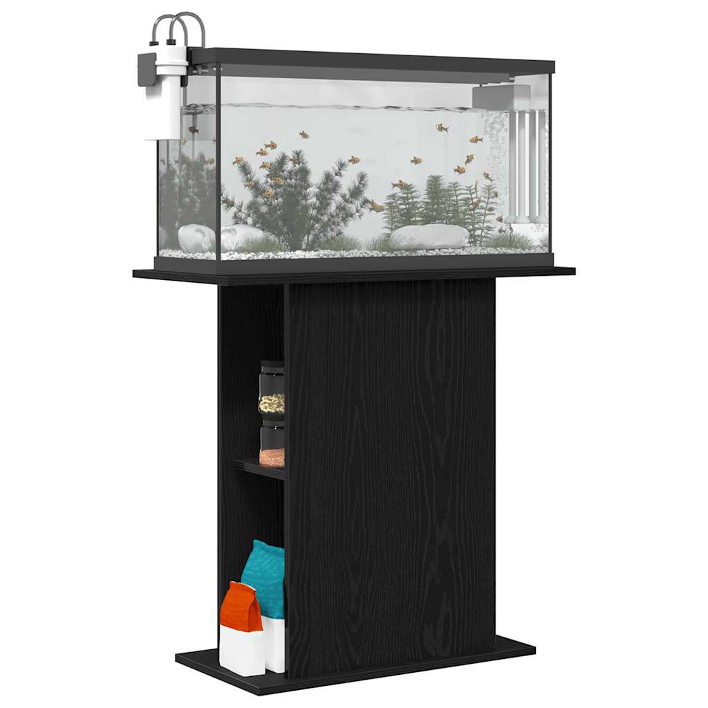 Aquarium Stand Black Oak 75x36x72.5 cm Engineered Wood
