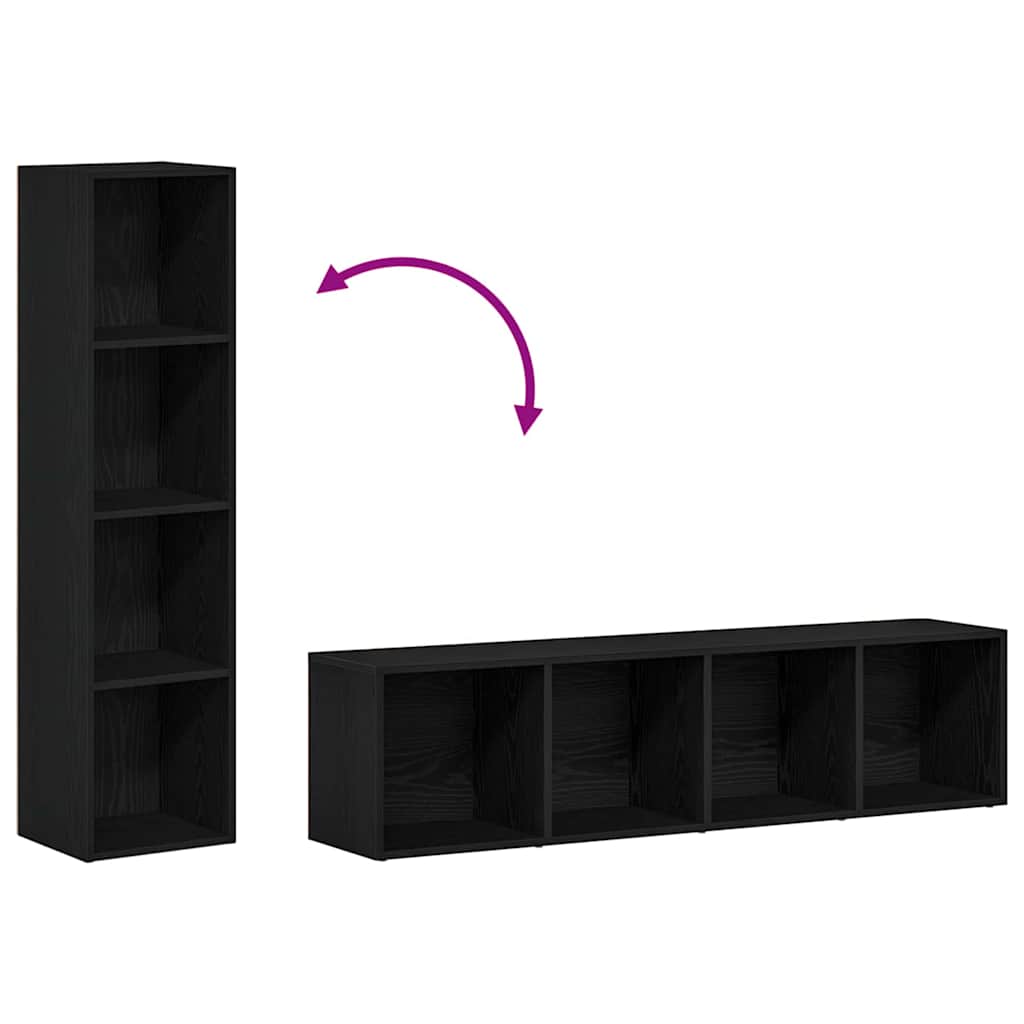 Book Cabinet Black Oak 36 x 30 x 143 cm Engineered Wood