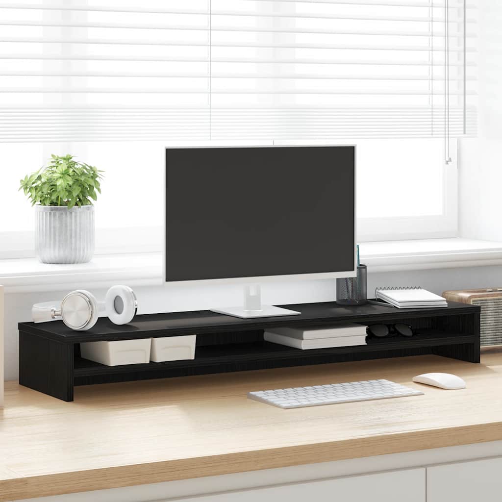 Monitor Stand Black Oak 100x24x13 cm Engineered Wood