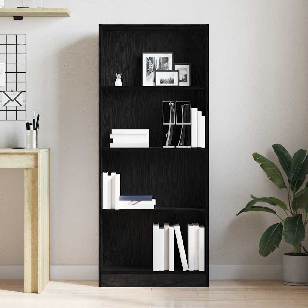 Bookcase Black Oak 60 x 24 x 143 cm Engineered Wood
