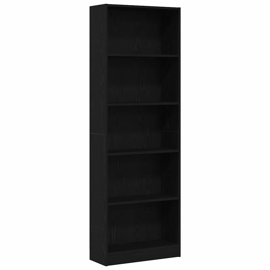 Bookcase Black Oak 60 x 24 x 176 cm Engineered Wood