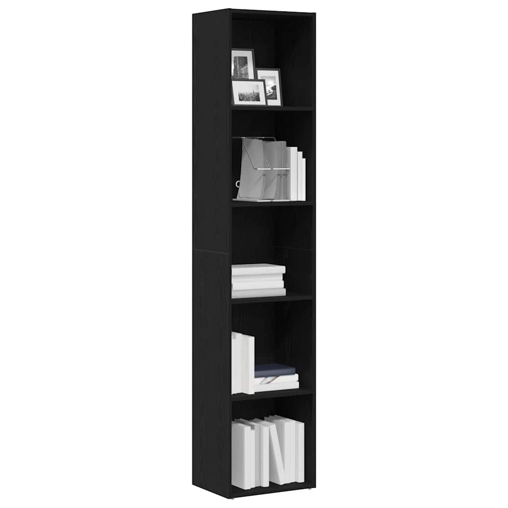 Book Cabinet Black Oak 40x30x189 cm Engineered Wood