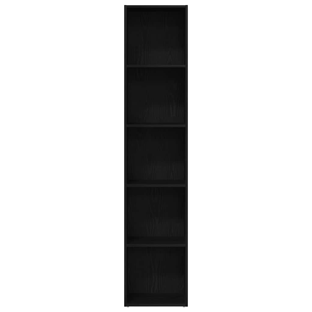 Book Cabinet Black Oak 40x30x189 cm Engineered Wood
