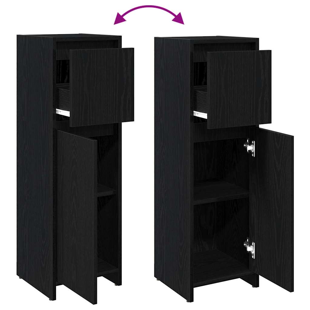Bathroom Cabinet Black Oak 30 x 30 x 95 cm Engineered Wood
