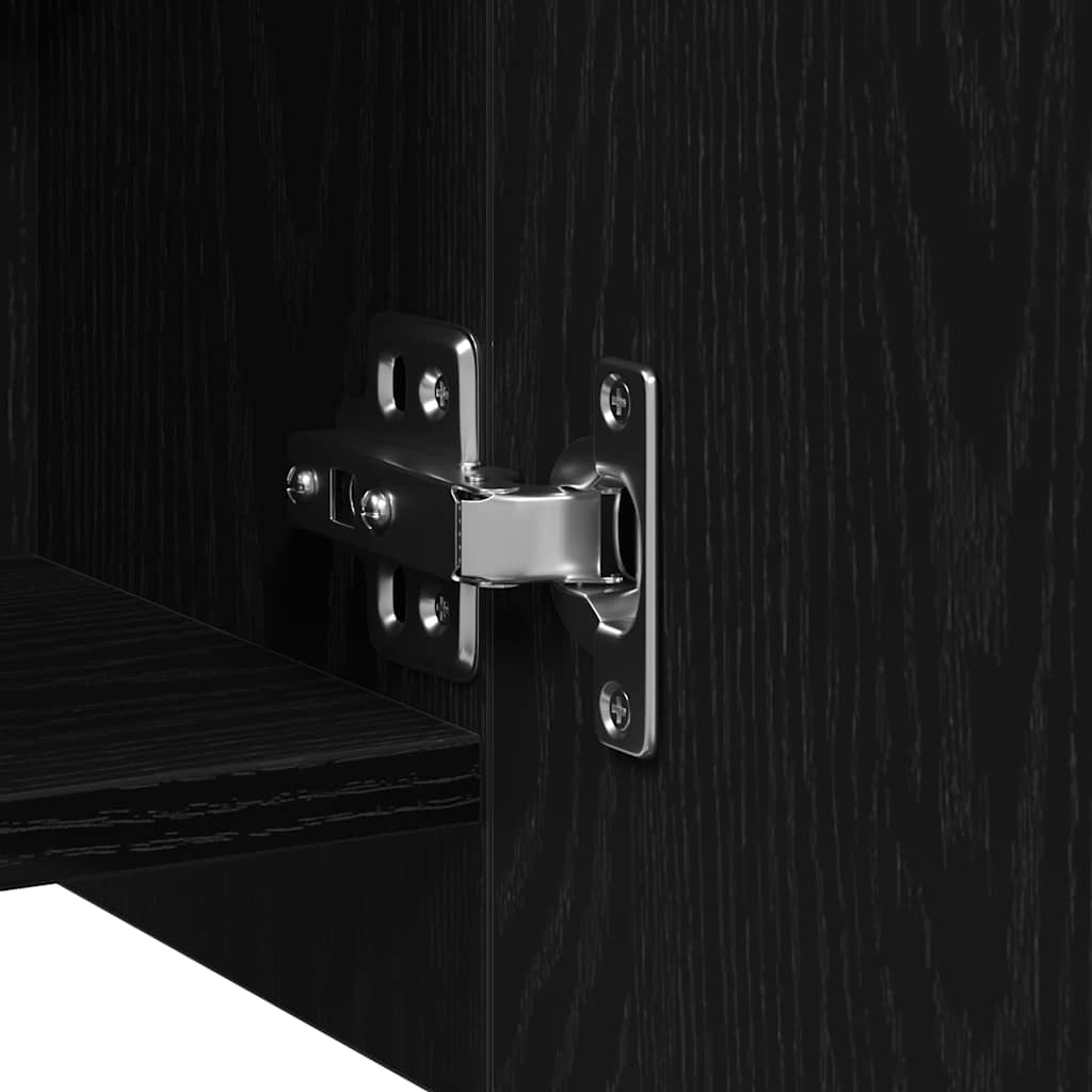 Bathroom Mirror Cabinet with Door Black Oak 62,5 x 20,5 x 64 cm