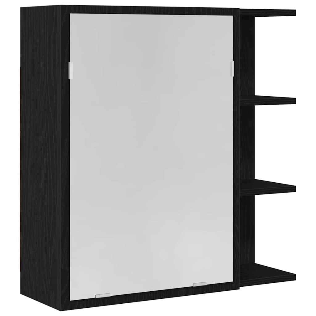 Bathroom Mirror Cabinet with Door Black Oak 62,5 x 20,5 x 64 cm