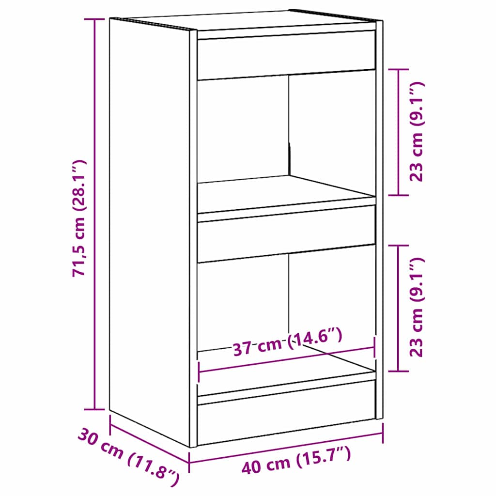 Book Cabinet Black Oak 40 x 30 x 71,5 cm Engineered Wood