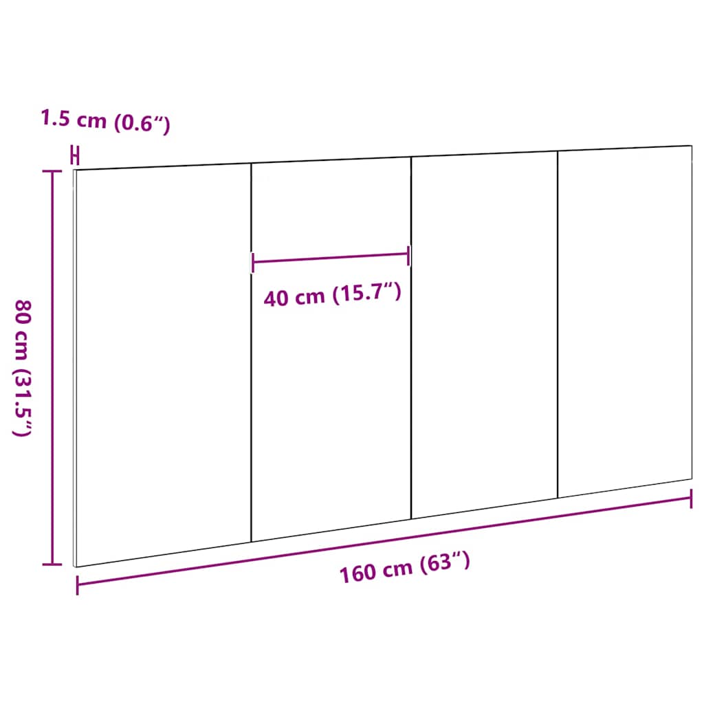 Headboard Black Oak 160 x 1.5 x 80 cm Engineered Wood