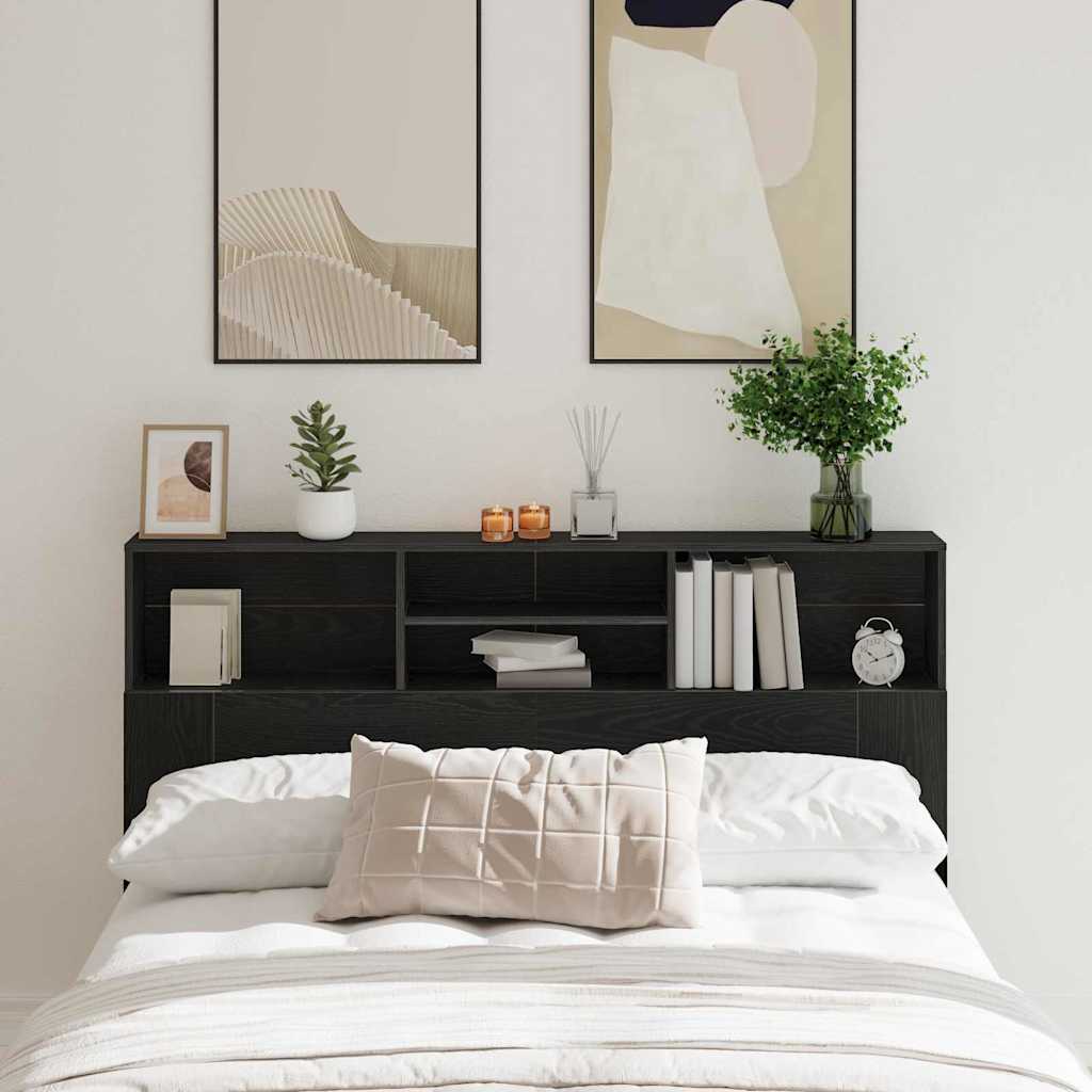 Headboard Cabinet Black Oak 160 x 19 x 103,5 cm Engineered Wood