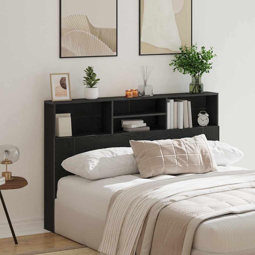Headboard Cabinet Black Oak 160 x 19 x 103,5 cm Engineered Wood