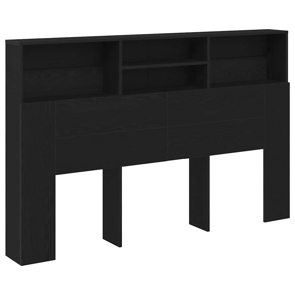 Headboard Cabinet Black Oak 160 x 19 x 103,5 cm Engineered Wood