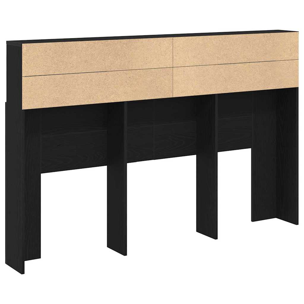 Headboard Cabinet Black Oak 160 x 19 x 103,5 cm Engineered Wood