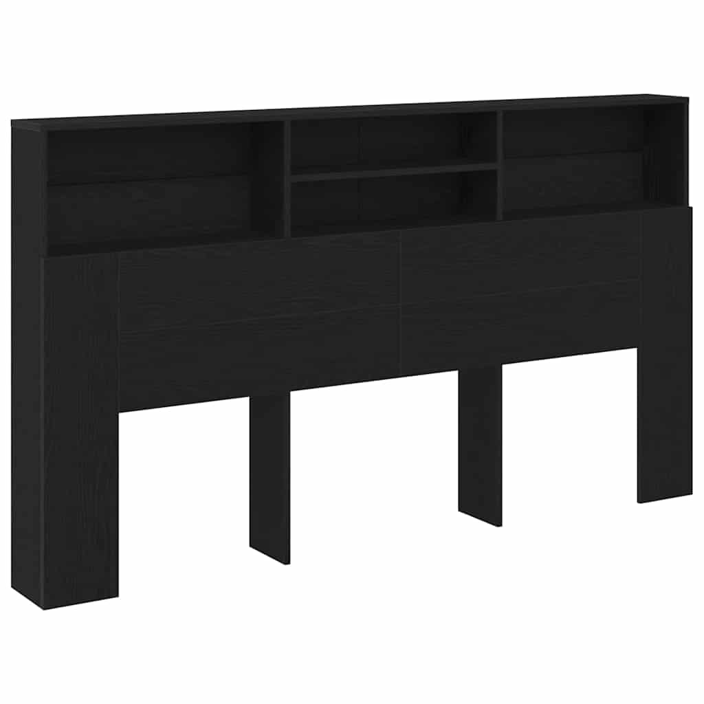 Headboard Cabinet Black Oak 180 x 19 x 103,5 cm Engineered Wood