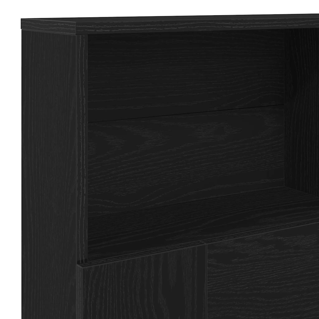 Headboard Cabinet Black Oak 200 x 19 x 103,5 cm Engineered Wood