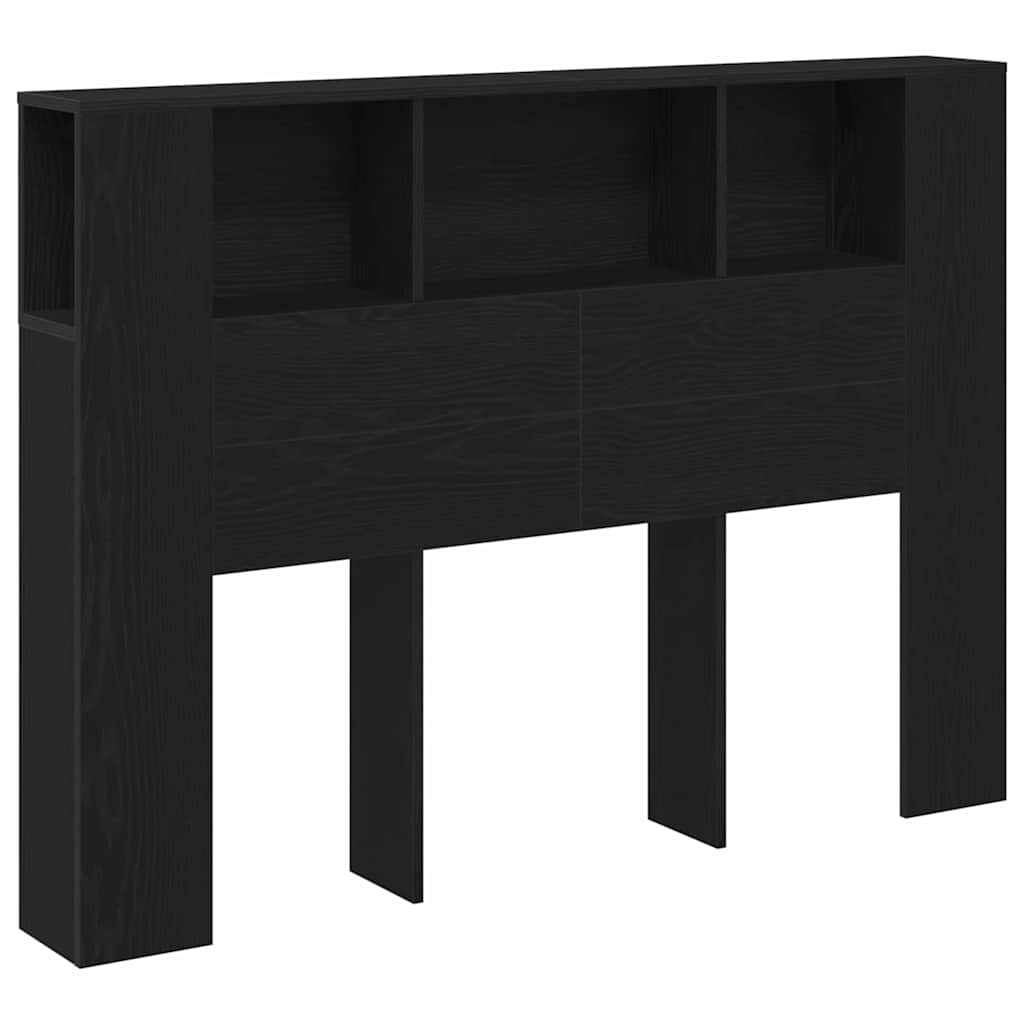 Headboard Cabinet Black Oak 140 x 19 x 104,5 cm Engineered Wood