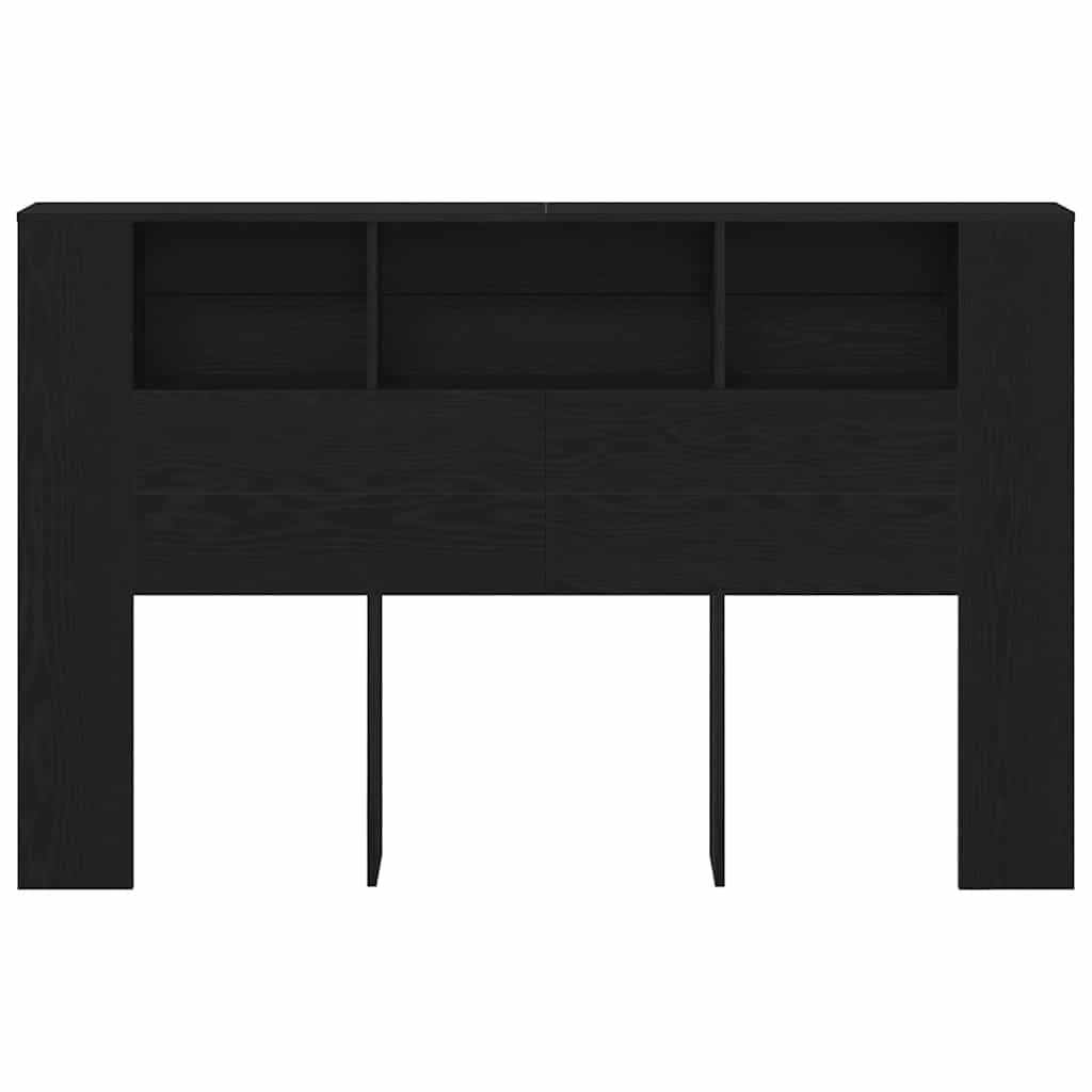 Headboard Cabinet Black Oak 160 x 19 x 104,5 cm Engineered Wood