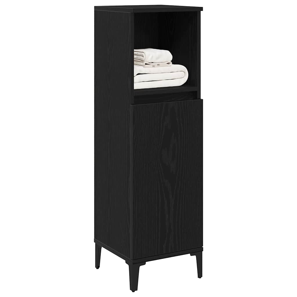 Bathroom Cabinet Black Oak 30 x 30 x 100 cm Engineered Wood