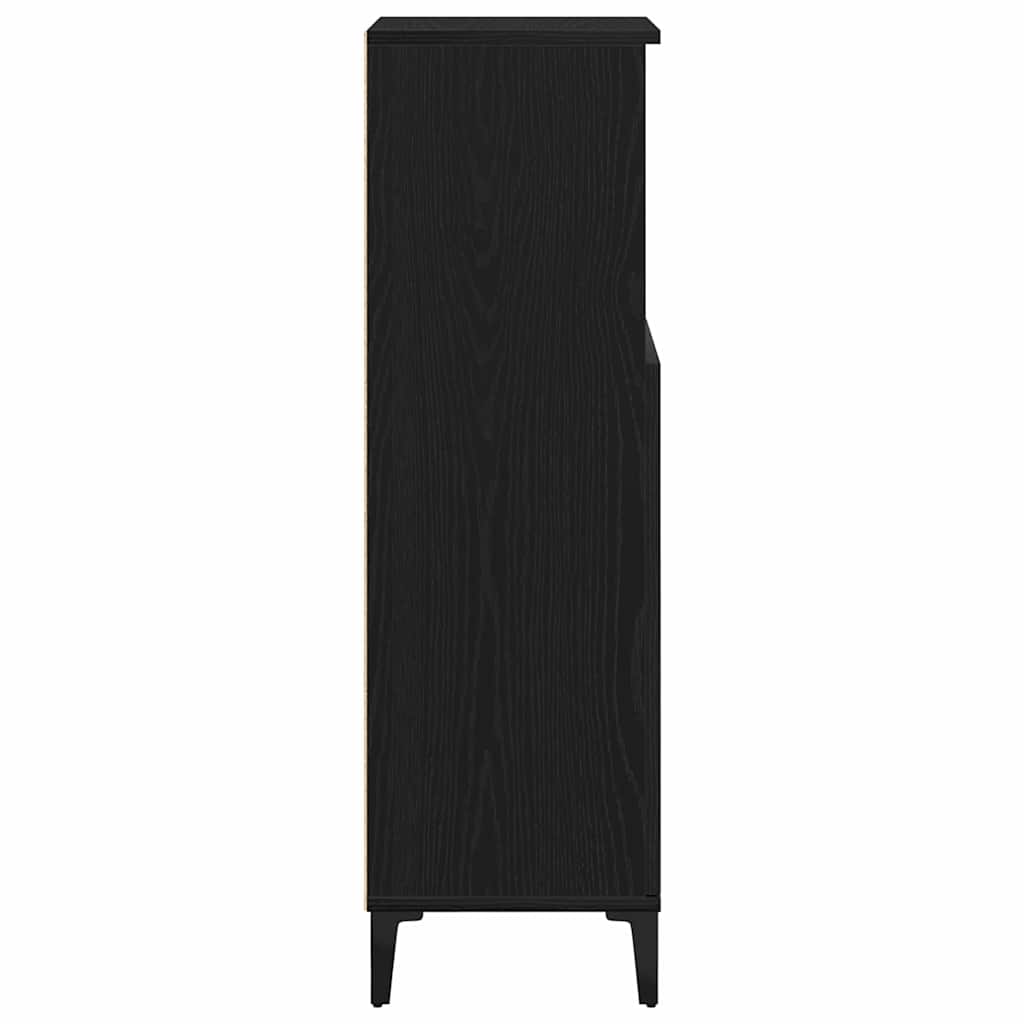 Bathroom Cabinet Black Oak 30 x 30 x 100 cm Engineered Wood