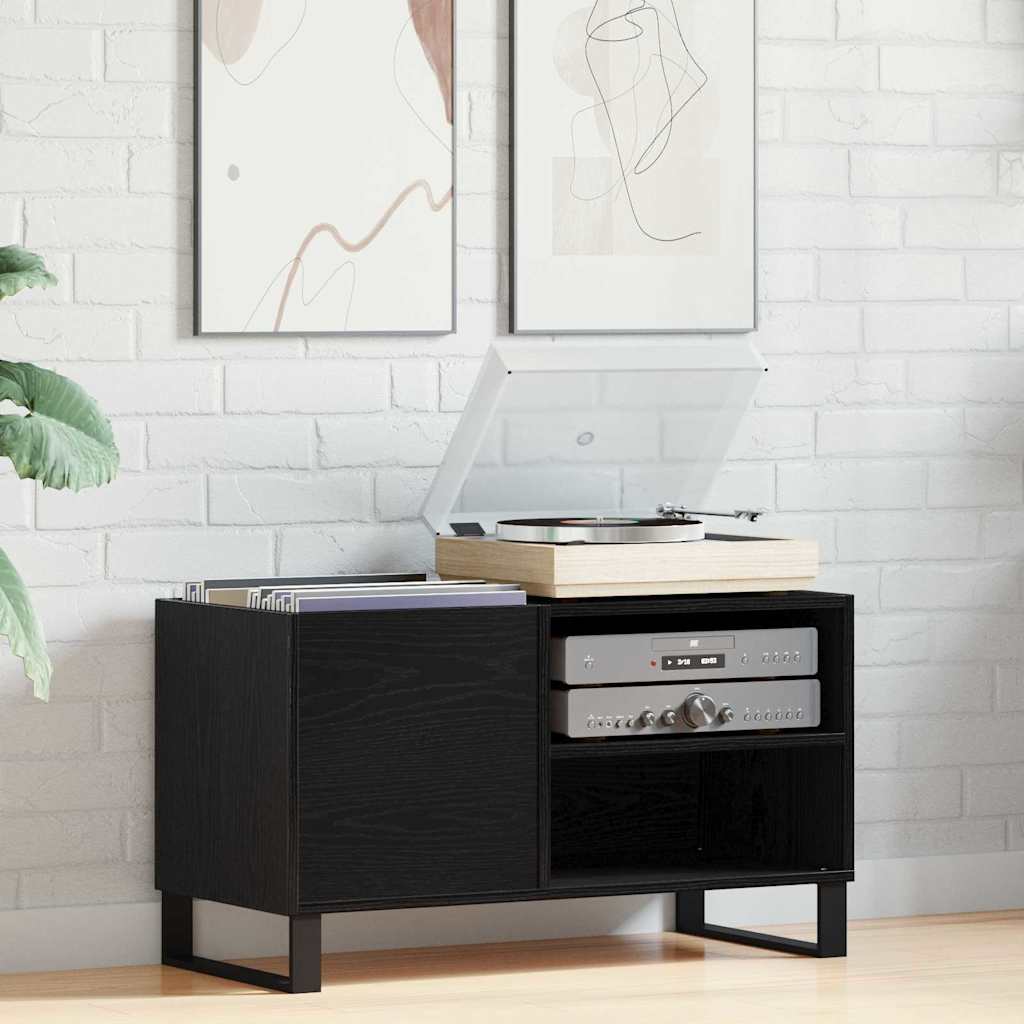 Record Cabinet Black Oak 85 x 38 x 48 cm Engineered Wood