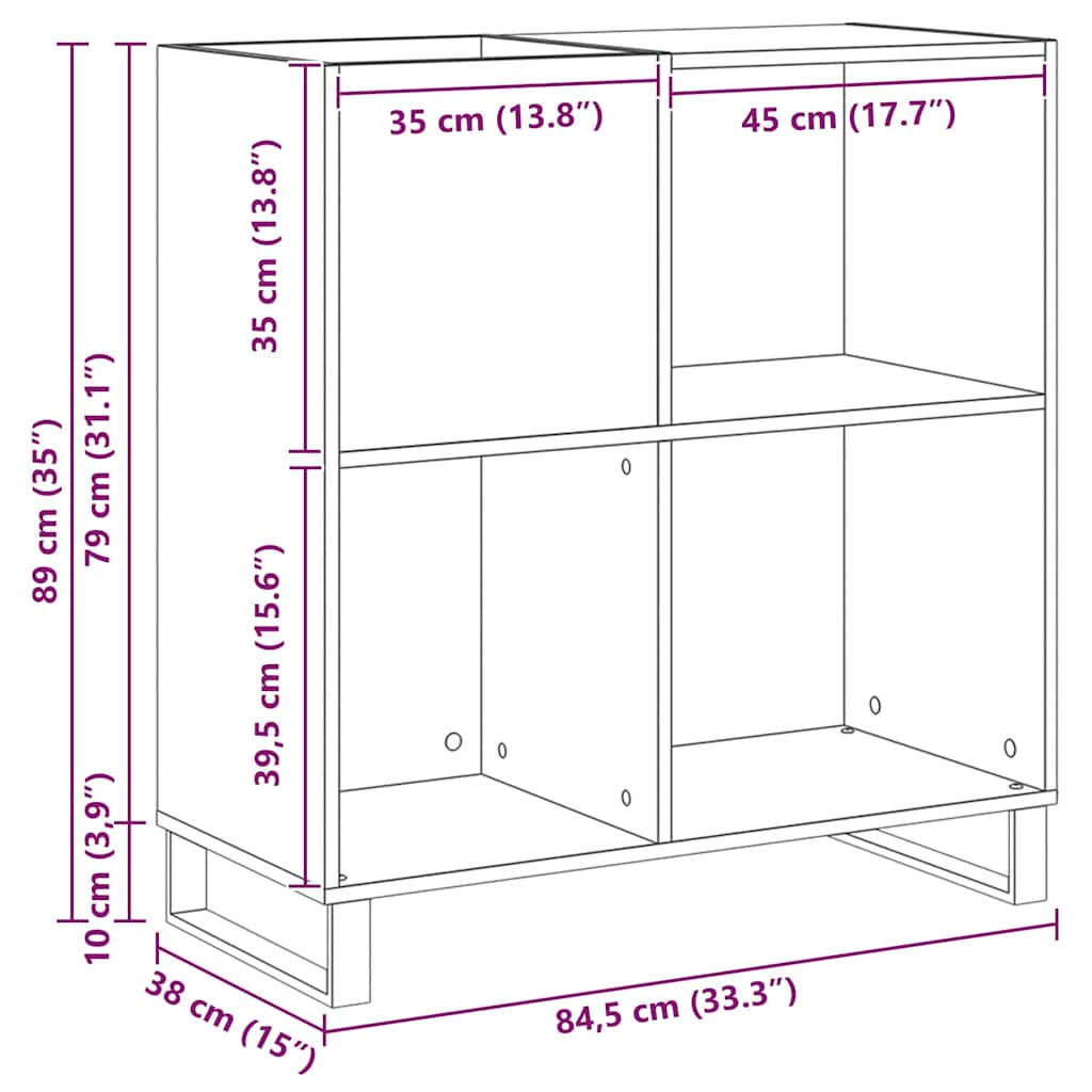 Record Cabinet Artisan oak 85 x 38 x 89 cm Engineered Wood