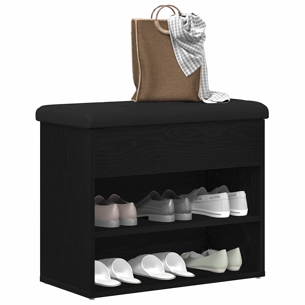 Shoe Bench with Storage Black 60 x 30 x 48 cm Engineered wood