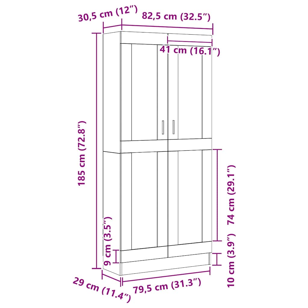 Book Cabinet Black oak 82,5 x 30,5 x 185 cm Engineered Wood