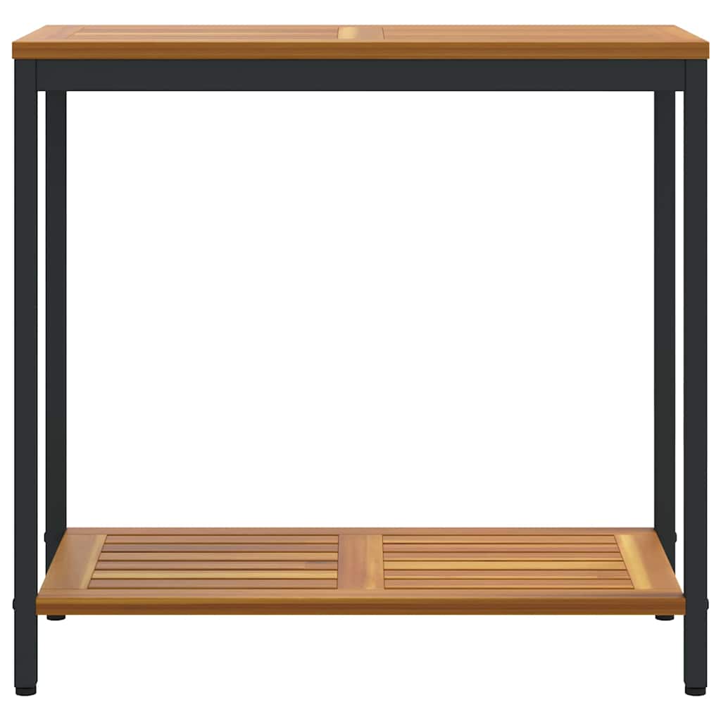 Outdoor Table with Storage Natural and black 80 x 35 x 75 cm