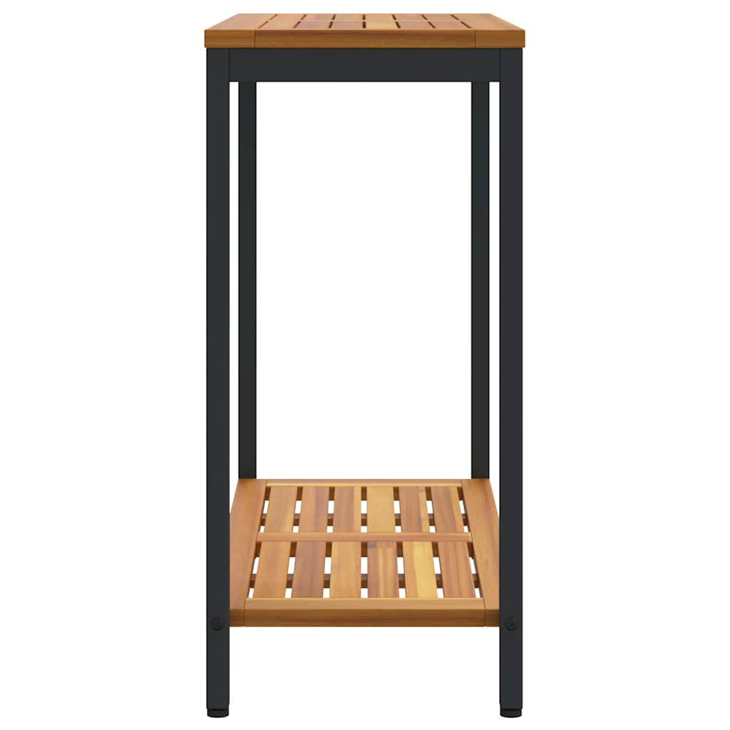 Outdoor Table with Storage Natural and black 80 x 35 x 75 cm