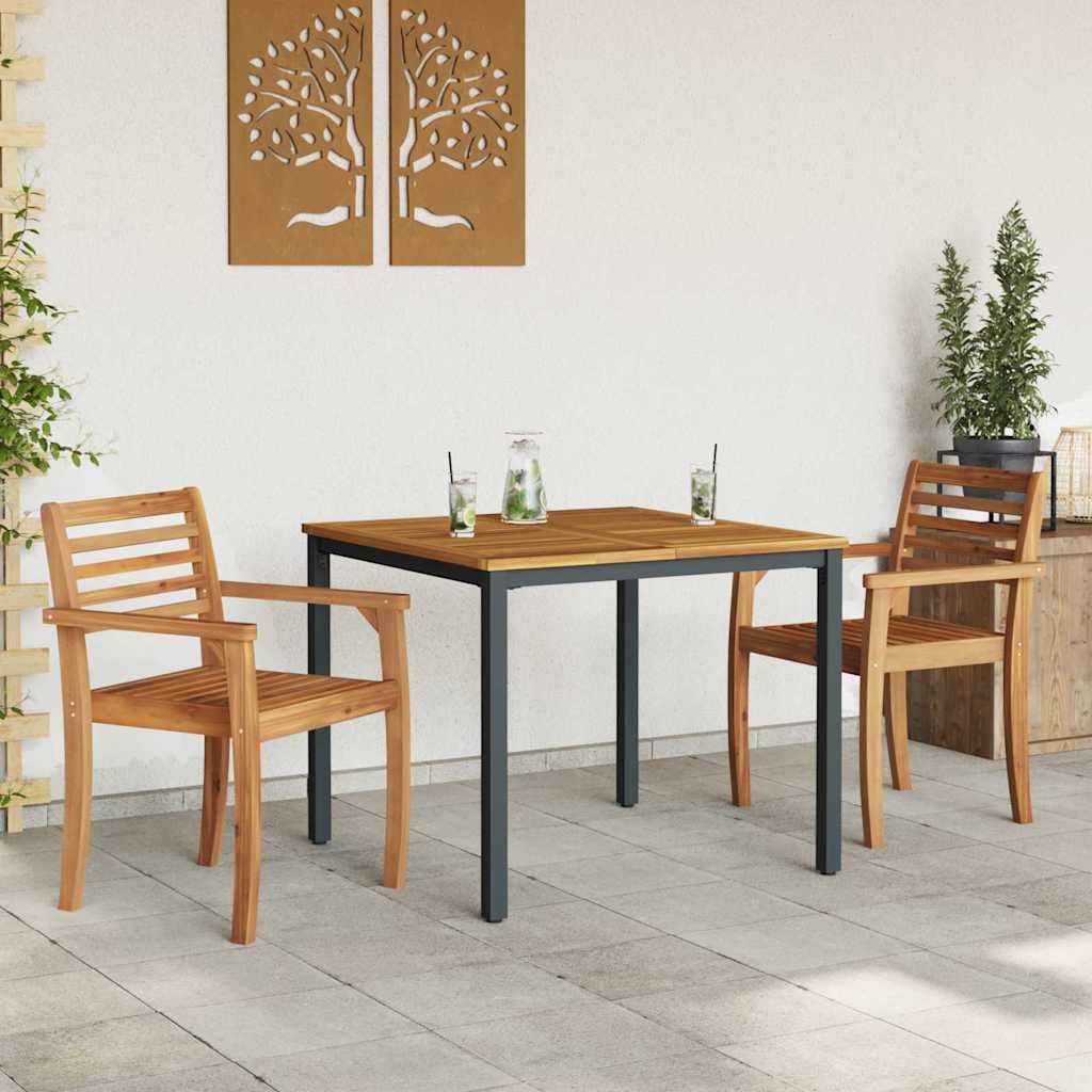 Outdoor Tables Natural and black 90 x 90 x 75 cm