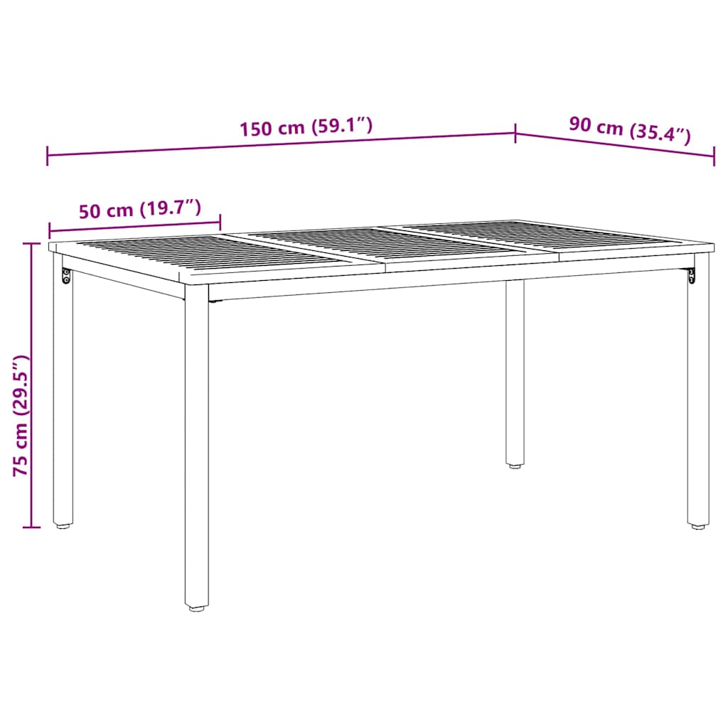 Outdoor Tables Natural and black 150 x 90 x 75 cm