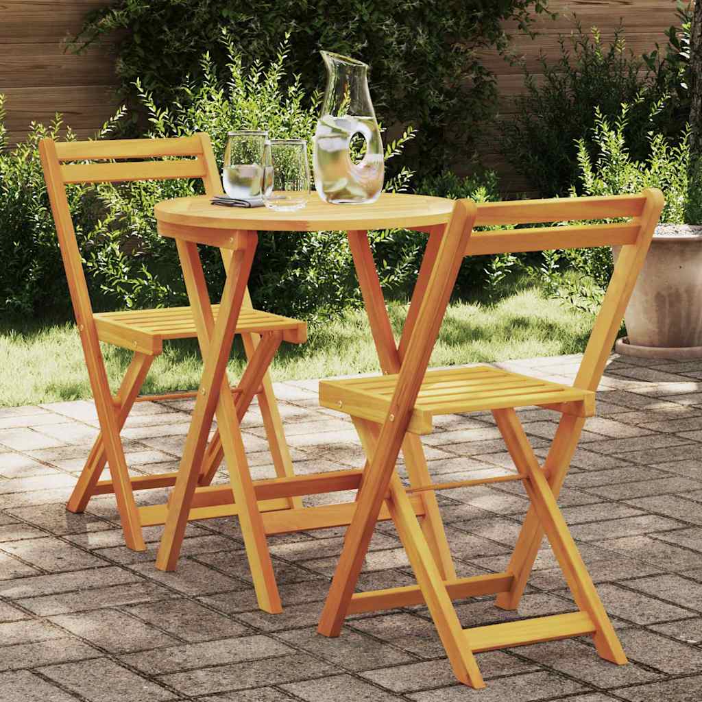 Garden Bistro Set with Cushion 3 pcs Brown Solid acacia wood