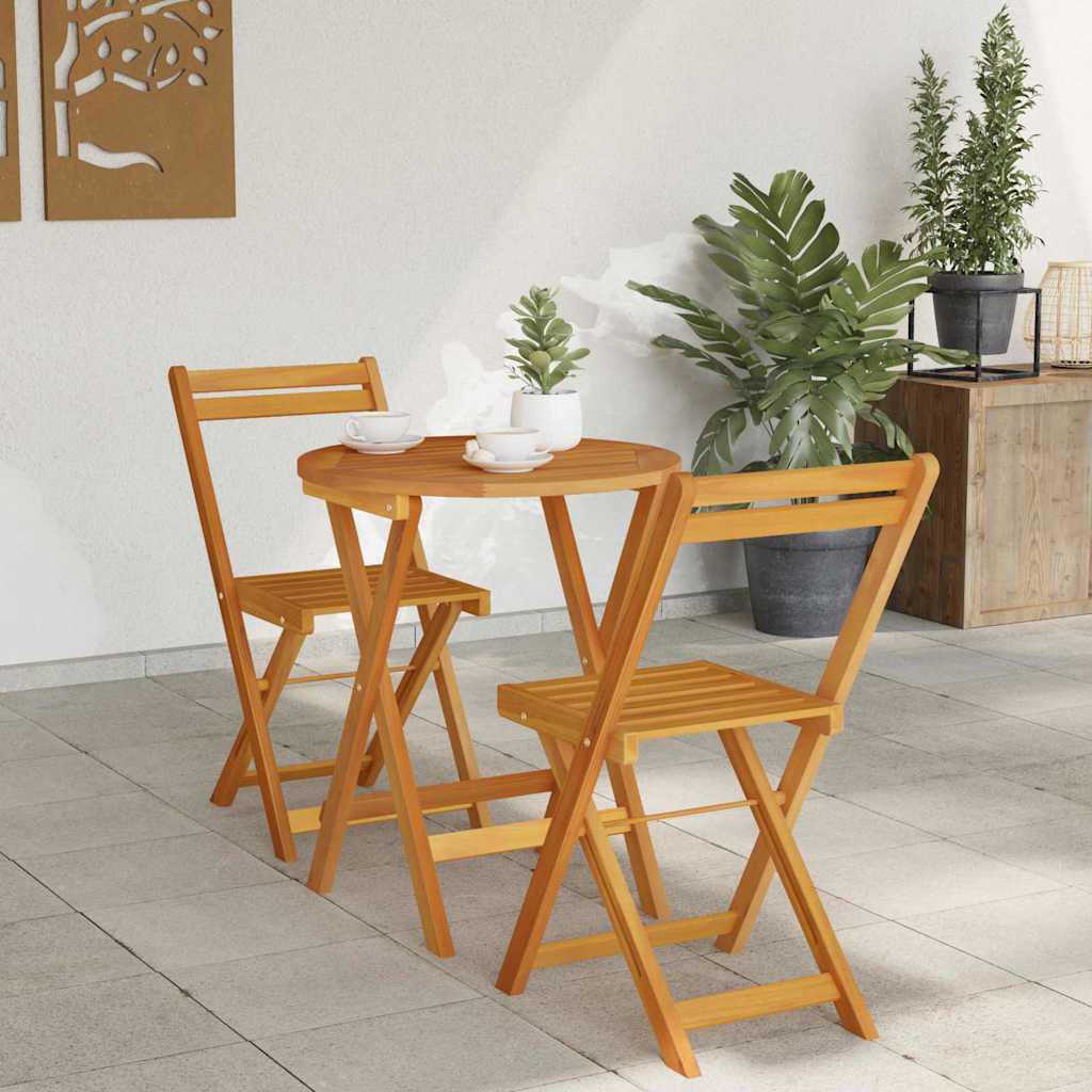 Garden Bistro Set with Cushion 3 pcs Brown Solid acacia wood