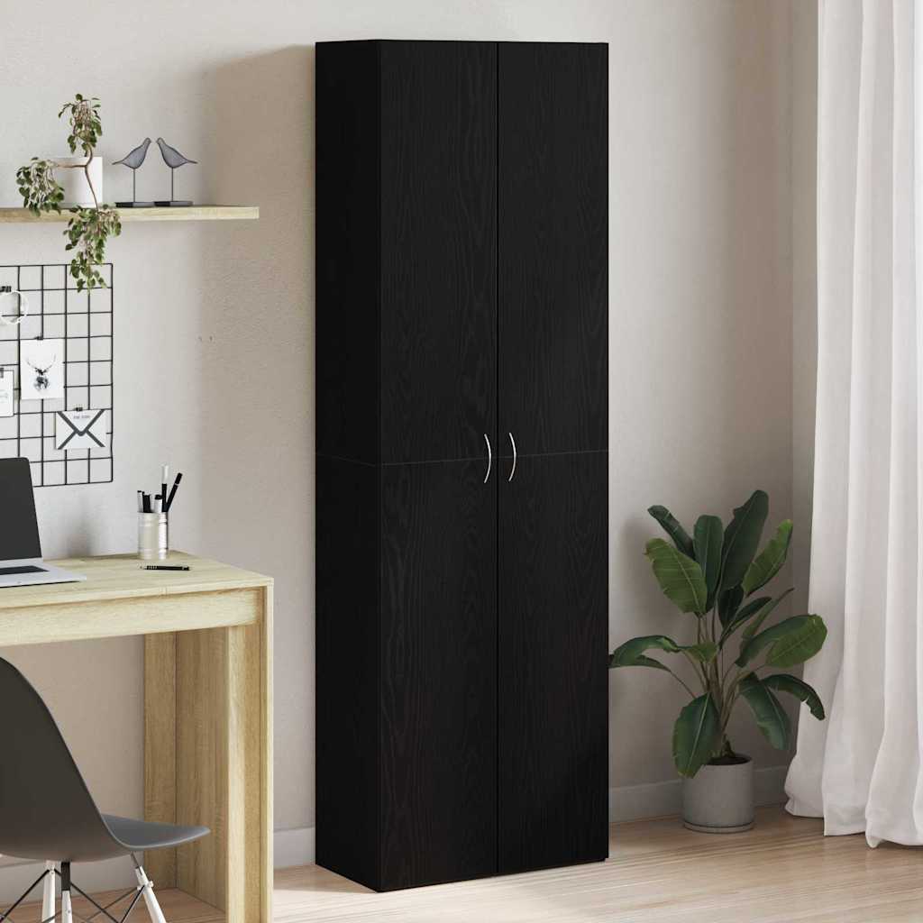 Office Cabinet Black oak 60 x 32 x 190 Engineered wood