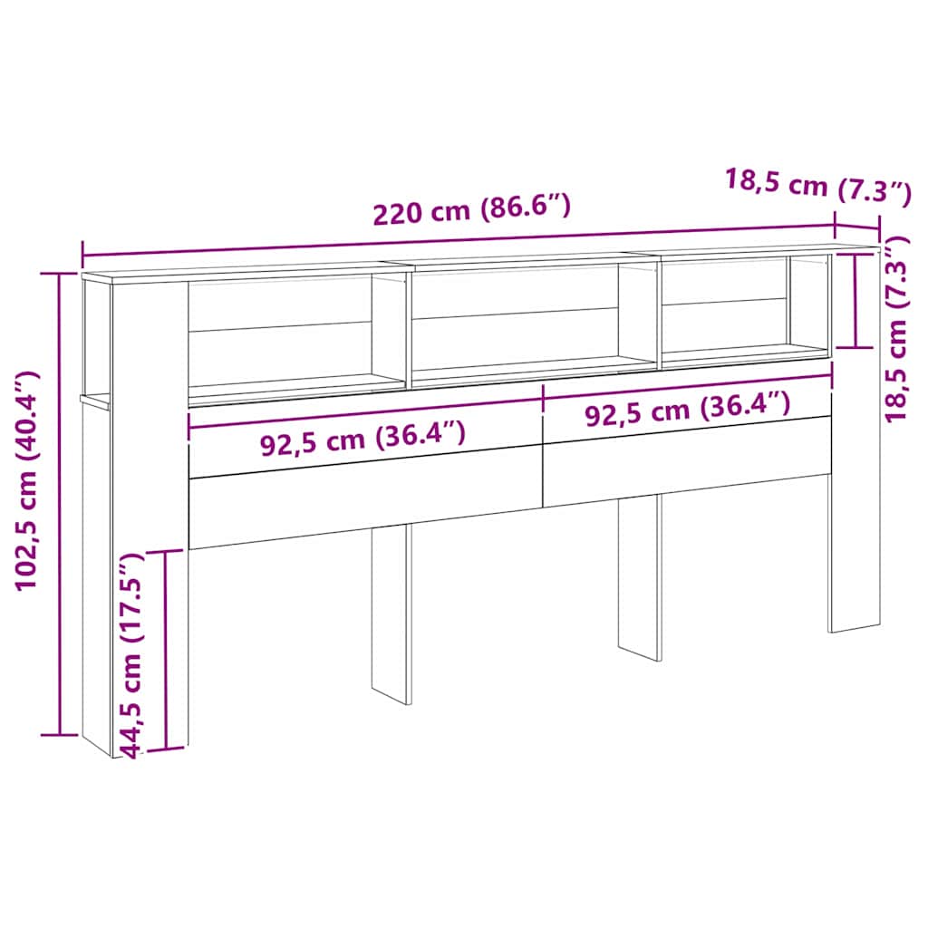 Headboard with Headboard 220 x 18.5 x 102.5 cm