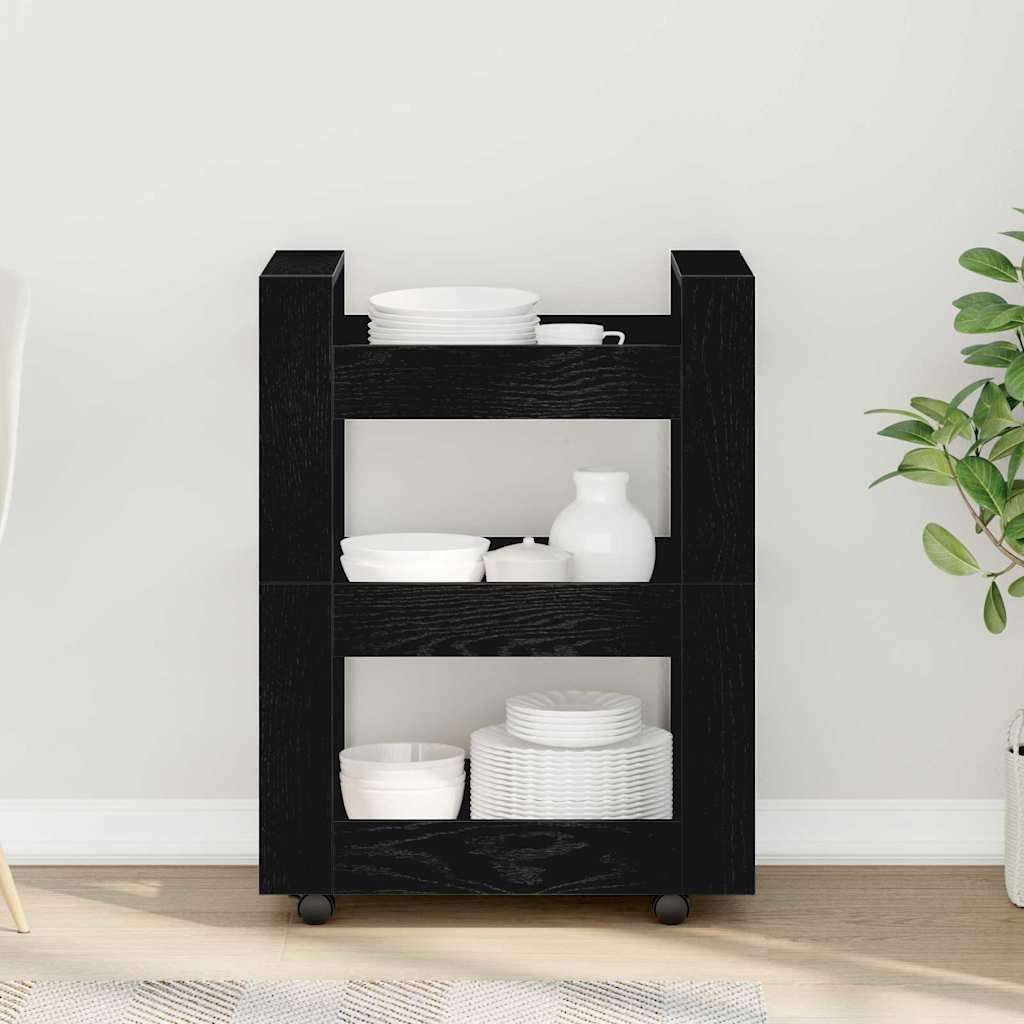 Kitchen Trolley Black oak 60 x 45 x 80 cm Engineered wood