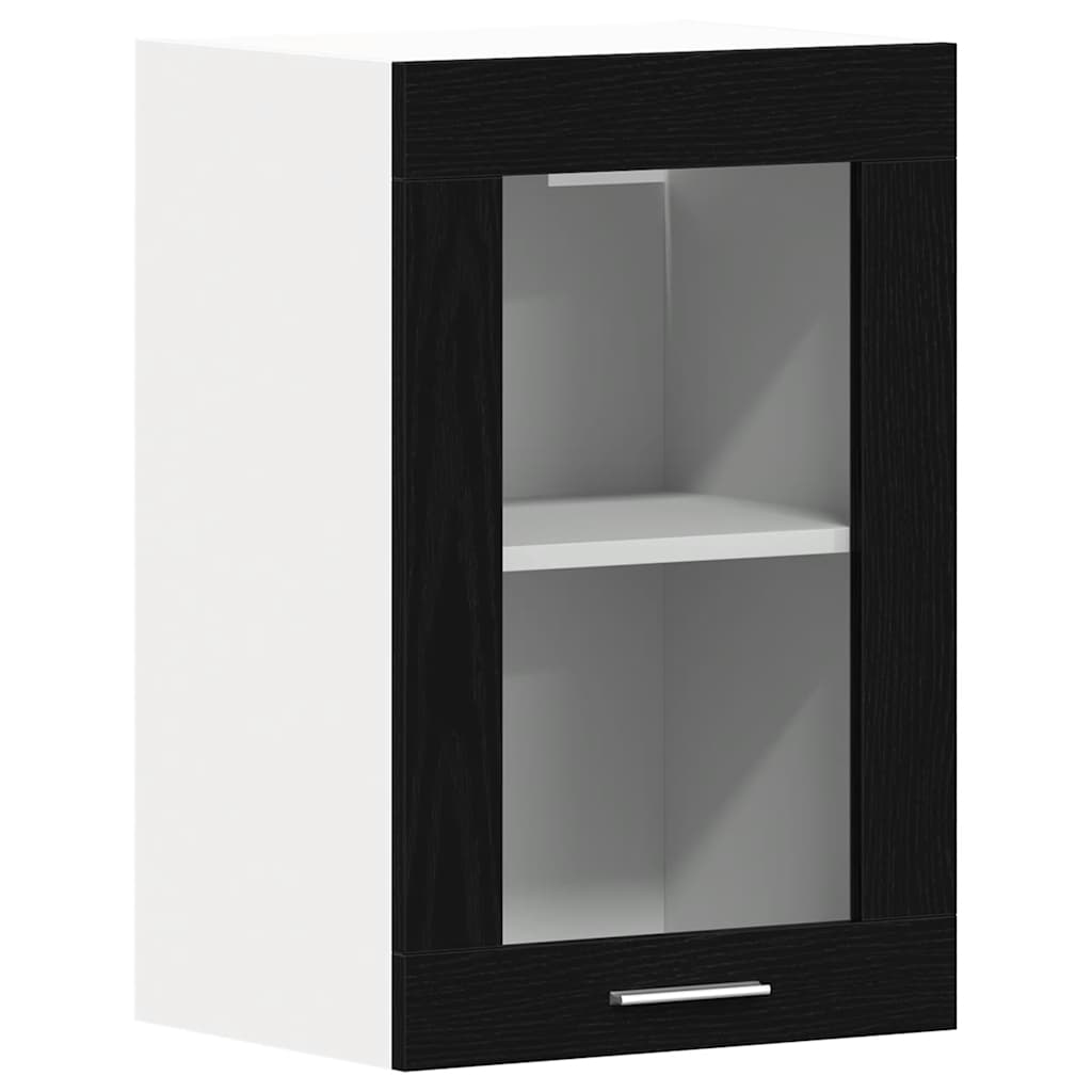 Hanging Glass Cabinet Black Oak 40x31x60 cm Engineered Wood